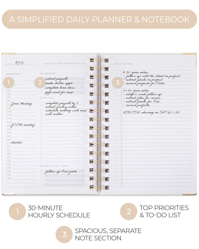 ZICOTO Aesthetic Daily Planner And Spiral Notebook With Hourly Schedule - color: Beige