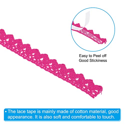 PATIKIL 0.6" Wide 2 Yards Self-Adhesive Lace Tape Lace Ribbon, 3 Pack Cotton Washi Trim Stickers Masking for Craft Scrapbooking DIY Card Making, Rose Red - color: Rose Red