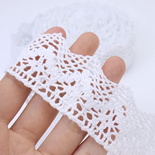 White Lace Ribbon 10 Yards Crochet Lace Trim Cotton Sewing for Crafts, Gift Package Wrapping, Bridal Wedding Decoration, Scrapbooking Supplies - color: White, size: 1.5 inch*10yards