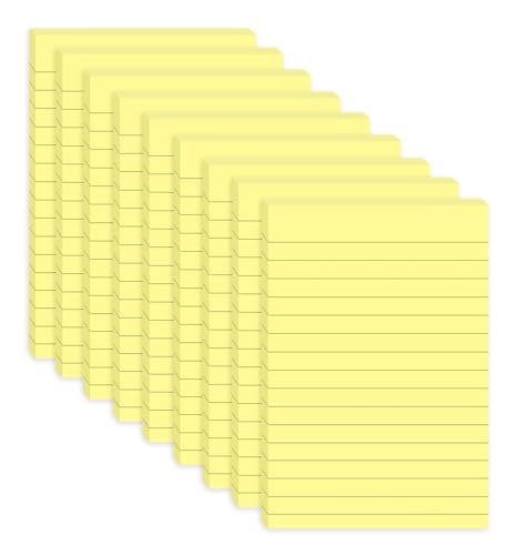 HQCME 9 Pads Lined Sticky Notes 4x6 in,Yellow Large Notepads with Lines - color: Yellow