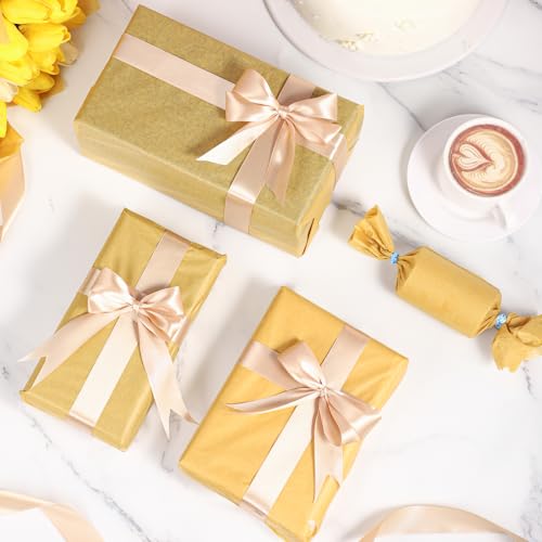 woric 160 Sheets Gold Tissue Paper for Gift Bags 14 X 20 Inches | Gift Tissue Paper Bulk for Crafts Weddings Birthday Party First Day of School Decorations and Wine Bottle Wrapping - color: Gold