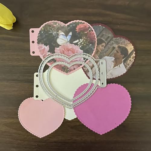 Loose-Leaf Love Die Cuts for Card Making, Vintage Lace Background Frame Heart Cutting Dies DIY Album Scrapbooking Decor Paper Craft Metal Die Cuts Party Wedding Decorations - color: Heart