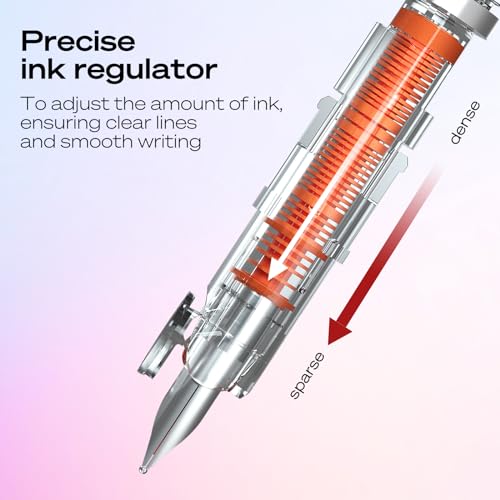 WRITECH Retractable Fountain Pen Set: Black Ink Fine Nib, 5 Refillable Ink Cartridges Included, No Leaking Smooth Writing for Calligraphy Journaling Gift (Pink) - color: Soft Pink Pen