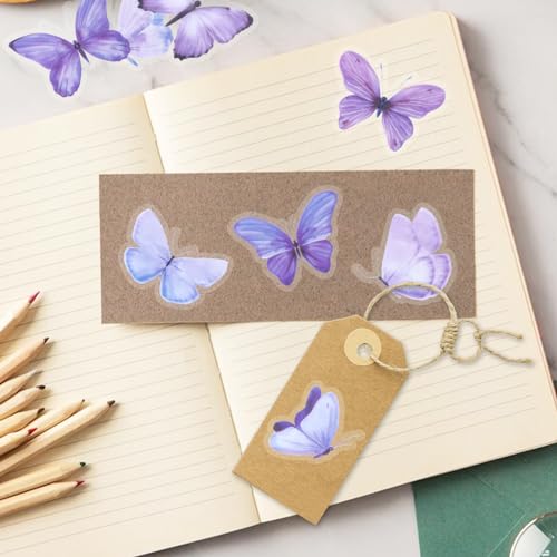 Imeepa 40Pcs Purple Butterfly Stickers Transparent Scrapbooking Stickers - size: Purple Butterfly