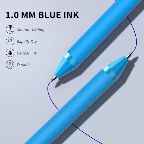 208 Pack Blue Pens - Bulk Pens 1.0mm No Bleed Retractable Ballpoint Pens | Medium Point Smooth Writing Black Ink Click Pen for Waitress, Server, Office, business - color: Blue (Blue ink)