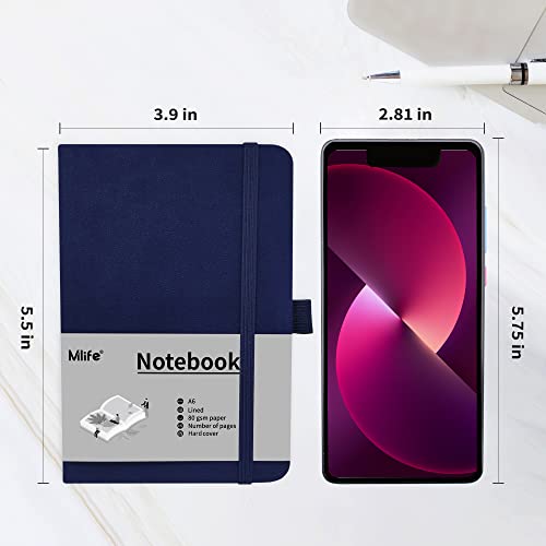 Mlife A6 Small Journal Notebook, Lined Pocket Notebook with Pen Holder, Mini Notebook Hardcover, 192 Pages, 3.9 inches * 5.5 inches Journal for Women and Man (Blue) - color: Blue, size: 1 Pack
