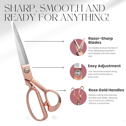 Heavy Duty Tailor Shears Set, Dressmaking Scissors Fabric Scissors Stainless Steel Sharp Shears & Soft-Grip Handle for Cutting Fabric, Clothes, Leather, Denim, Altering, Sewing (Rose Gold) - color: Rose Gold