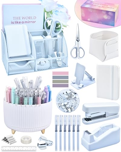 LXEVIHK White Desk Accessories 21-Piece Office Supplies Gift Set - color: white
