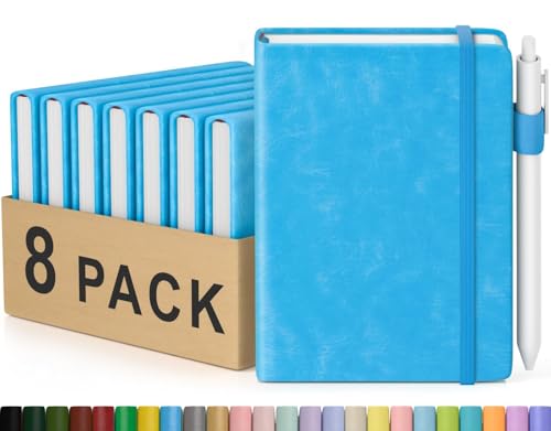 Oucaru Small Notebook 8 Pack, A6 Pocket Notebook, Mini Lined Journal - color: B-Ocean Blue, style: 8 Pack