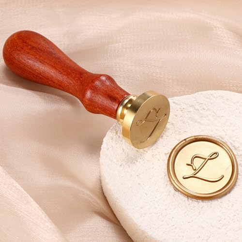 Yoption Handwritten Initial Alphabet Wax Seal Stamp Kit, Letter A-Z | 26pcs Brass Stamp Head with 2 Wooden Handles for Wedding Invitations, Envelopes, Christmas, Snail Mails, Gifts Wrap - style: A-Z Kit