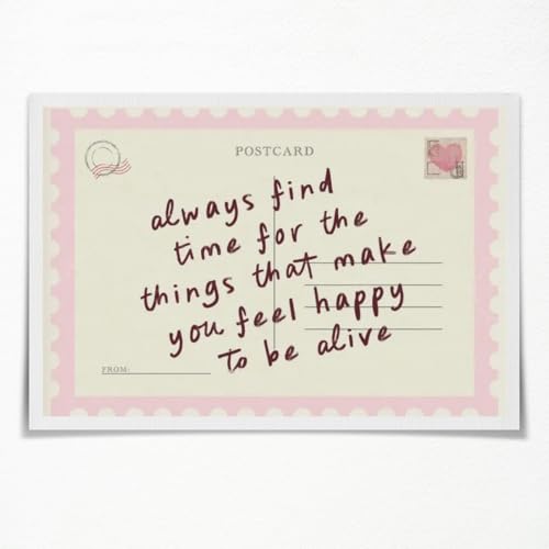 Vintage Pink Inspirational Postcards Wall Art Always Find Time For The Things Positive Affirmations Quote Poster Trendy Preppy Painting Aesthetic Gift For Her Girls Bedroom Decor Unframed16x24inch - color: style-1-Unframed, size: 24"L x 16"W