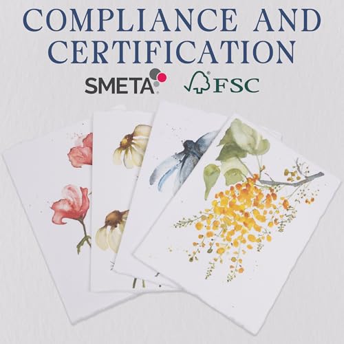 WANDERINGS Handmade Deckle Edge Blank Greeting Cards & Envelopes - 300 GSM Paper– 20 Cards for Invitations, Thank Yous, Greeting, Get Well and Birthday Cards (Blank) - color: Blank Paper