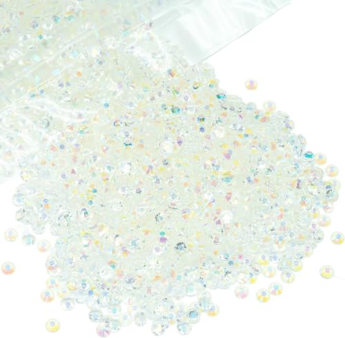 qiipii 1280PCS 6mm Transparent AB Resin Rhinestones for Crafting Clear White AB Flatback Jelly Rhinestones Bulk SS30 Non-Hotfix Stones Diamonds Gems for Face Makeup Mugs Tumblers Bottles DIY Crafts - color: Transparent White Ab, size: 6mm Small Wholesale