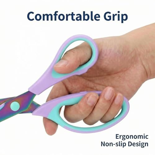 Craft Scissors 3 Pack, Purple Green, 5, 8, 10 inch - color: Light Purple
