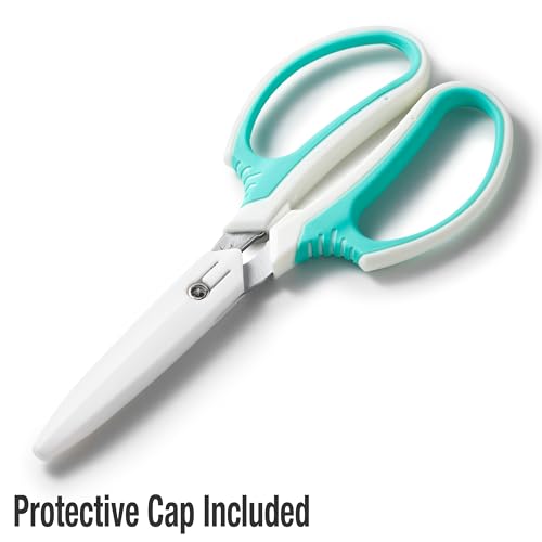 Beaditive Multipurpose Craft Scissors - High-Leverage with Sharp Carbon Steel Blades - Ergonomic Sewing Scissors for Heavy Duty Projects - Office, Scrapbook, Leather Scissors - color: Teal