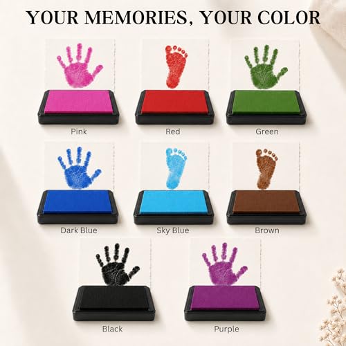 ReignDrop Baby Ink Pad for Hand and Footprints, Non-Toxic Acid-Free Keepsake Kit, Smudge-Proof Archival Ink Wipes Off Skin, for Scrapbook, Photo Album, Frames & Pet Paws, Baby Gift (Brown) - color: Brown