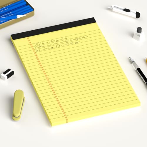 AILZFEI 6pcs Small Note Pad 5x8 College Ruled Legal Pads Paper Notepads 6 Pack Study Back Writing Pads 5 x 8 Legal Pads Perforated Narrow Ruled Pads of Paper Yellow - color: Yellow