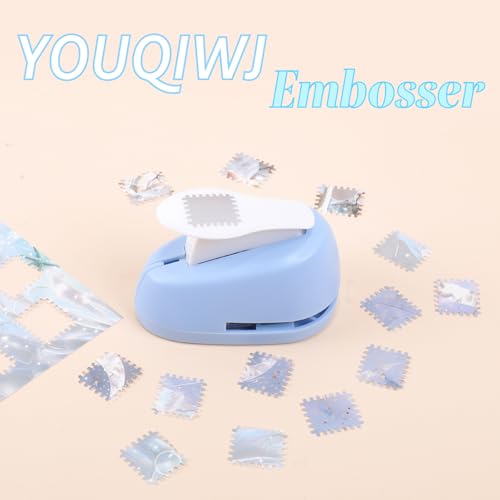 0.8 Inch Postage Stamp Square Paper Punch, Stamp Puncher for Crafts | Easy-press stamp cutter makes crisp cutouts in paper and cardstock for scrapbooking, card making, journaling and gift tags. - style: Blue Crafts Scrapbooking