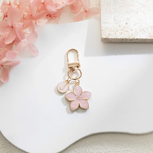 XGALBLA Cute Flower Initial Letter Keychain for Women, Flower Charms, Bag & Purse Charms for Handbags & Backpacks Accessories - color: Pink-g