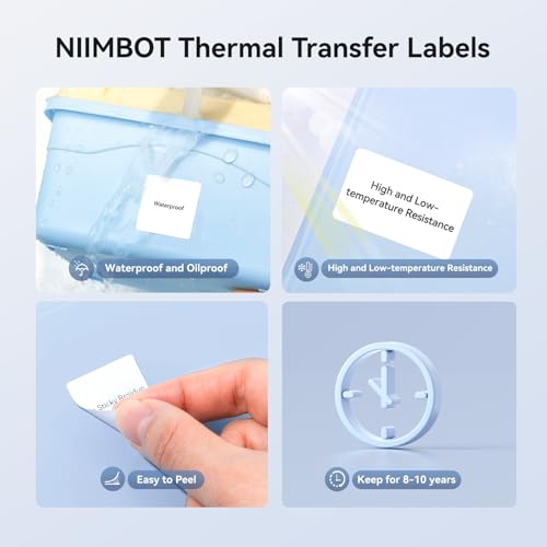 NIIMBOT M2/M3 Thermal Transfer Labels 1.96" x 1.18" (50x30mm) Silver | Only for M2/M3 Label Maker, PET Material, Waterproof and High-Temperature Resistance, Long Storage Time - size: 50*30MM silver