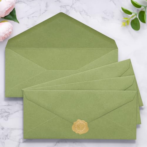 PONATIA 50 Pack #10 Business Envelopes, Sage Green 4.13 x 9.49'' Envelopes - color: Sage Green