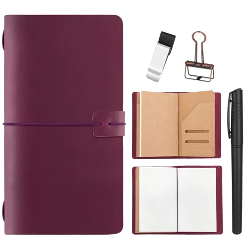 Thenshop Leather Travel Notebook 3 Inserts, Purple, Stand Size - color: Purple, size: Stand Size