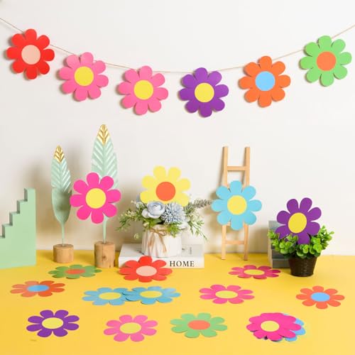 MoDooris 108 PCS Flower Cutouts 5 Inch Paper Floral Bulletin Board Decor