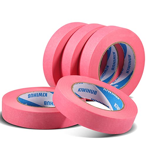 Pink Painters Tape,1 inch x 60 Yards x 5 Rolls (300 Yards Total) - color: Pink