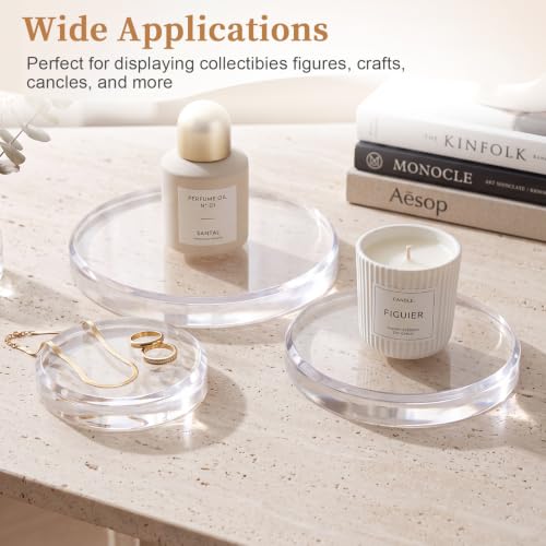 RattanView 3 Pack Clear Acrylic Blocks 5/7/9 Inch Round Display Base