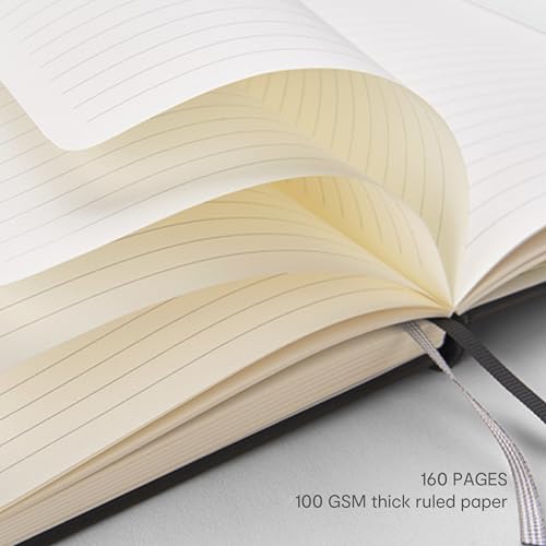 &And Per Se Lined Notebooks Bulk 5-Pack, A5 Hardcover Journal, 160 Pages 100gsm Thick Paper, Classroom Supplies for Students, Teachers, College Ruled Notebooks for School Office (Black) - color: Black, style: 5 Pack-Lined