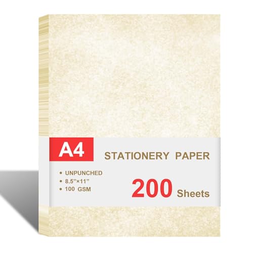 (2 Pack)Parchment Paper for Certificates - Stationary Paper for Resumes, Diplomas, Letter Size Certificate Paper, 200 Sheets Double-Sided Diploma Paper, 100gsm, 8.5" x 11" Parchment Paper for Printing - color: Parchment, size: 200 Sheets
