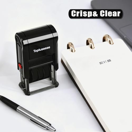 Date Stamp Self Inking Dater Stamp for Business 12 Year Band Black Mount Red Ink - color: Black Mount Red Ink
