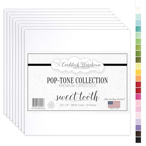 Cardstock Warehouse Pop-Tone Sweet Tooth White Cardstock Paper – 25 Sheets, 12 x 12" – 100 lb / 270 GSM Premium White Card Stock for Die-cutting, Crafts, Scrapbooking, Card Making and DIY Projects - color: Sweet Tooth White