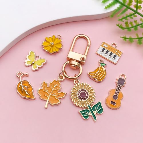 Youdiyla 40pcs Enamel Charms Alloy Metal Charms for Jewelry Making Necklace Bracelet Earring DIY Accessories - color: Yellow