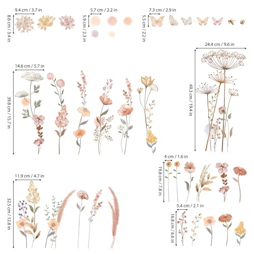 DECOWALL Watercolor Boho Wildflower Wall Stickers Decals (SG2-2421) - color: Watercolor Boho Flowers