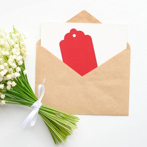 G2PLUS Red Gift Tags with String, 100PCS Hollow Heart Tag, 3.7x1.8in - style: Hollow Heart Red