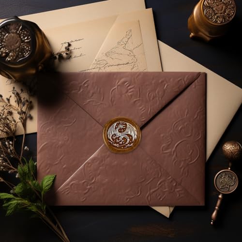Dragon Totem Wax Seal Stamp Embossed Stamp Sealing Removable 1" Brass Wax Seal Stamp Head with Wooden Handle for Wedding Invitations Envelopes Gift Packing Decoration Craft Adhesive Waxing - style: Dragon totem