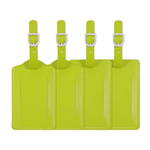 Vigorport Luggage Tags, Leather Personalized Suitcase Tag Set of 4 Pack - color: Green