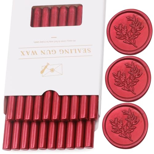 Burgundy Wax Seal Sticks 20pcs, Premium Wine Red Glue Gun Sealing Wax Sticks for Stamp Seals, Envelope Letter Seal Wedding Invation Craft Adhesive, Great Gift Ideas (Mini Size) - color: Wine Red