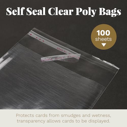 100 Pack Goefun Blank White Cards and Envelopes 5x7 with Clear Cello Bags - color: White A7 (Poly Bags), size: 5x7