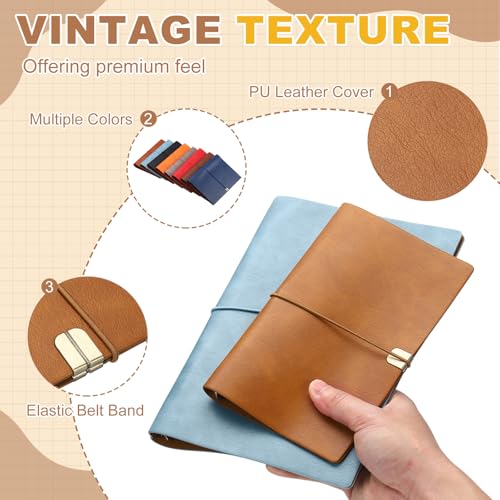 PATIKIL A5 Leather Binder Journal Cover, 6 Ring Refillable Binder Loose Leaf Notebook Protector with Elastic Closure No Paper for Work Meeting Notebook Folder, Navy Blue - color: Navy Blue, size: A5