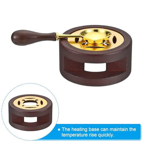 PATIKIL Wax Seal Kit, 1 Set Wax Seal Warmer Melting Spoon Wax Seal Stamp Handle Melt Stove Pot Furnace Tool for Melting Wax Sealing Beads, Brown - color: Brown