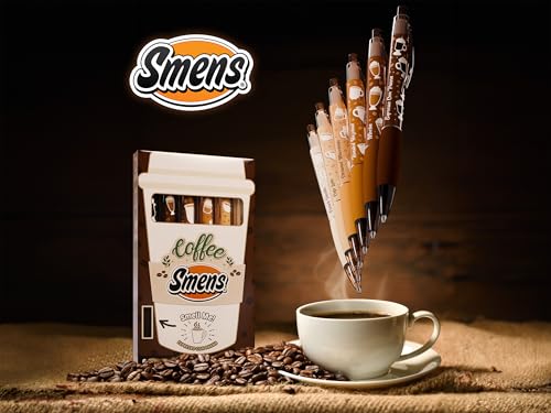 Scentco Coffee Smens - Gourmet Coffee-Scented Gel Pens, Black Ink, Medium Point, 6Pack Variety Set - color: Coffee