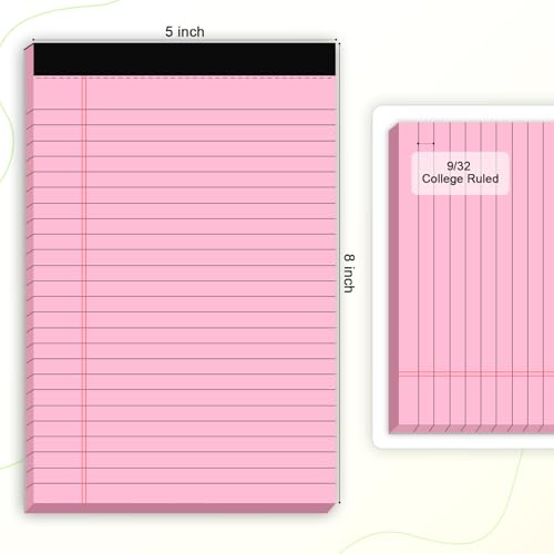 AILZFEI Pink Purple Small Legal Pad 5 x 8 College Ruled Color Legal Pads Paper Notepads 6 Pack Sturdy Back Writing Pads 5 x 8 Note Pads Perforated Narrow Ruled Pads of Paper - color: Pink & Purple