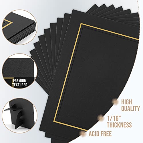 Golden State Art, Paper Picture Frames With Easel, 5X7, 10 Pack | Black with Gold Lining, Photo Frame Cards, DIY Cardboard - color: Black/Gold Lining, size: 10 Pack