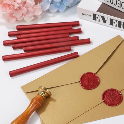 12 Pcs Glue Gun Wax Seal Sticks for Sealing Stamp, Vintage Sealing Wax Sticks Set Suit to 0.43'' Glue Gun Great for Wedding Invitation, Cards, Envelopes, Christmas Ideas (Wine Red) - color: Wine Red