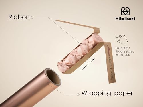 Vitalizart Matte Metallic Pink Wrapping Paper Set 30" Ribbons & Gift Tags | All-In-One Recyclable Luxury Elegant Gift Paper Roll Christmas Holiday Bridal Baby Shower Wedding Girls Boys Birthday 197" - color: Pink Paper & Pink Ribbons, size: 30 Inch
