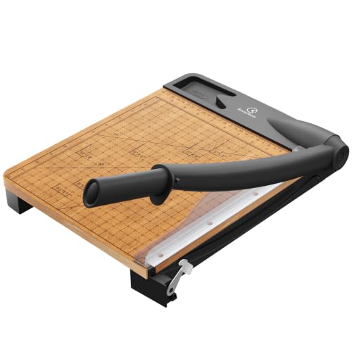 12 Inch Heavy Duty Paper Cutter, Wood Base Guillotine Paper Trimmer