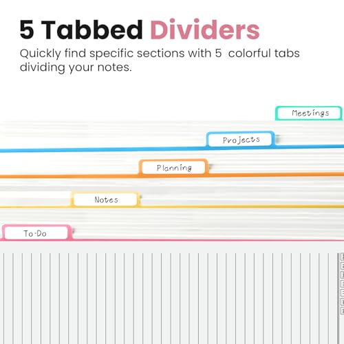 Taja Cute Large Spiral Lined Notebook for Work with 5 Removable Dividers - color: T-Jellyfish