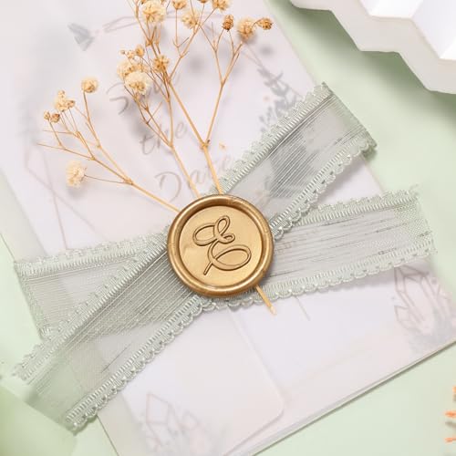 Yoption Handwritten Initial Alphabet Wax Seal Stamp, Letter E | Brass Head and Wooden Handle Sealing Stamp for Wedding Invitations, Envelopes, Christmas Cards, Gift Wrapping, Snail Mails - style: E